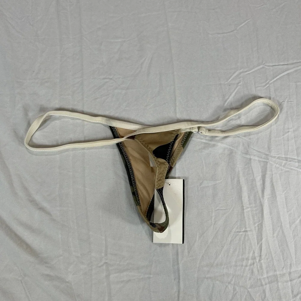 Zuliana VTG Camo Lycra Showgirl Dancing G-String Thong Small USA‎ NWT